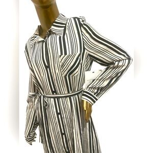 Rebecca Taylor Silk Striped Black and White Dress